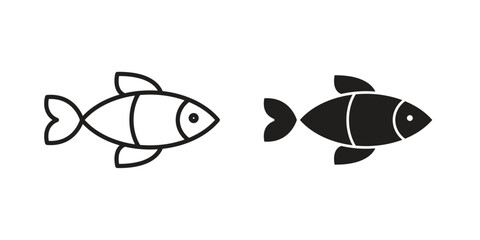 Clown fish icons for web design set in black stroke and solid style. EPS10