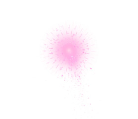 Neon pink energy burst with radial light beams isolated