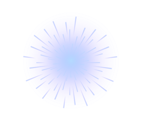 Abstract blue energy burst with radial light beams isolated