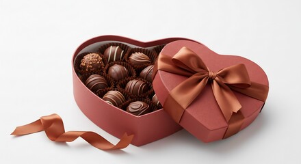 優しく輝く光の下ハート型ボックスにぎっしり詰まった色とりどりのチョコレート愛情を伝える甘い贈り物. AI Generated