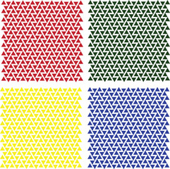 Geometric Zigzag Triangle Patterns Seamless Backgrounds in Primary Colors Red, Green, Yellow, and Blue Set