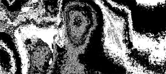 High-Contrast Abstract Black and White Marbled Texture with Swirling Ink and Organic Ring Shapes