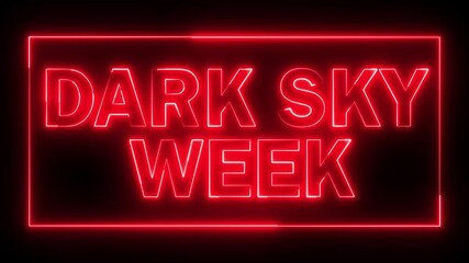DARK SKY WEEK text icon animation glowing neon red color font letter word banner sign clip art poster template signboard on black background