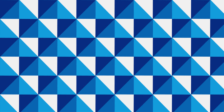 abstract seamless textile cube blue and white geometric pattern.