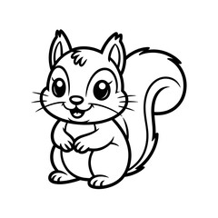 A line art squirrel illustration vector style coloring book 