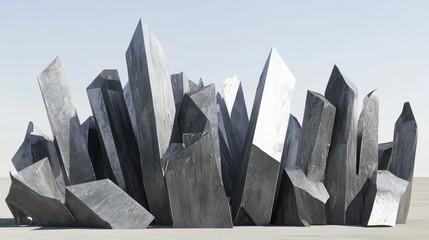 Jagged metal shards forming an abstract architectural composition