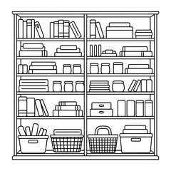A line art storage rack illustration vector style coloring book 