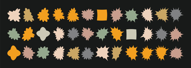 Collection of colorful shapes on black background