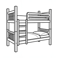 A line art bunk bed illustration vector style coloring book 