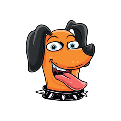 Cute cartoon illustration of a dog wearing a spiked collar, combining a playful and slightly edgy style. Friendly animal character suitable for stickers, mascots, t-shirt designs