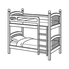 A line art bunk bed illustration vector style coloring book 