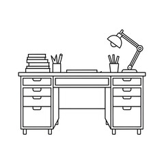 A line art desk illustration vector style coloring book