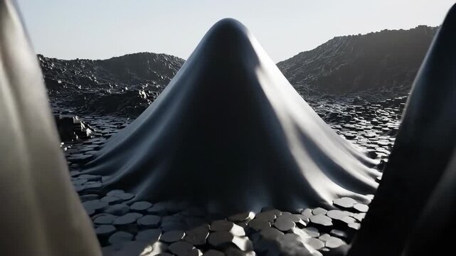 Top view from a window overlooking a snowcapped Mount Fuji volcano peak at sunset with clouds over a winter lake landscape in Japan