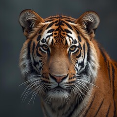 Fototapeta premium Striking Close-up Portrait of a Bengal Tiger Staring Intently