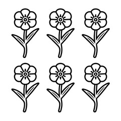 A line art buttercup flower set illustration vector style coloring book