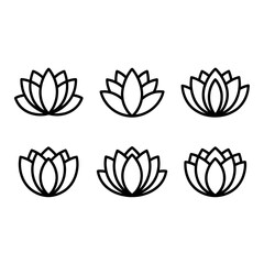 A line art flower lotus set illustration vector style coloring book