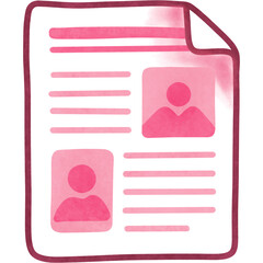 Pink Illustrated Profile Document Layout Design