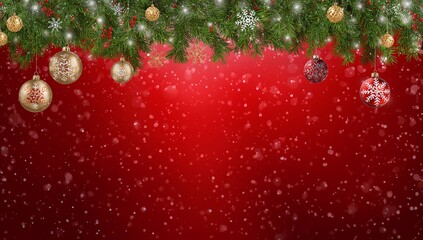 Festive red Christmas backdrop with falling stars sprinkle 