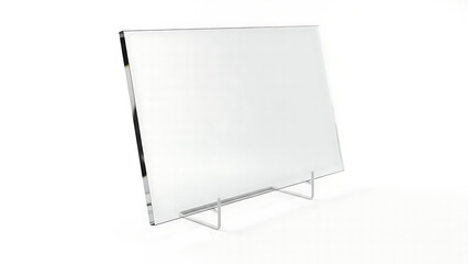 Clear Acrylic Print Mockup Stand Edge View White