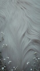 Clean Beige Spring Backdrop with Goat Fur Texture and Tiny Flowers