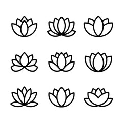 A line art flower lotus set illustration vector style coloring book