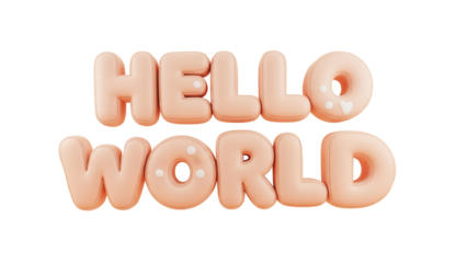 Puffy Peach 3D Text 'HELLO WORLD' with Sprinkles Isolated on White