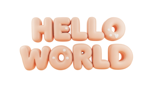 Puffy Peach 3D Text 'HELLO WORLD' with Sprinkles Isolated on White - Powered by Adobe