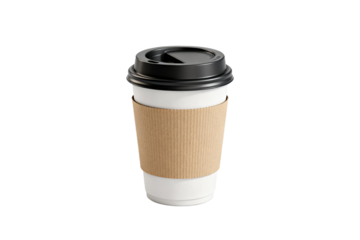 Disposable Paper Coffee Cup with Lid and Sleeve