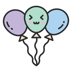 Balloon Set – Cute New Year Outline Vector Illustration