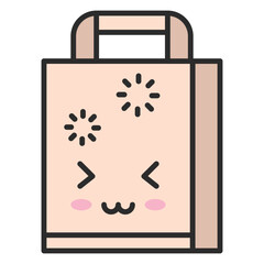 Gift Bag – Cute New Year Outline Vector Illustration