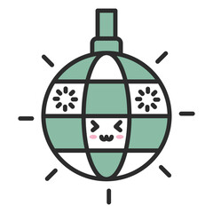 Disco ball  – Cute New Year Outline Vector Illustration