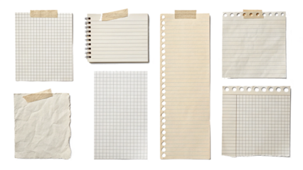 Vintage paper notes collection with different textures and designs for design projects