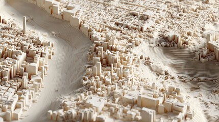 an aerial view of a cityscape, dominated by a network of roads and buildings that create a complex urban pattern