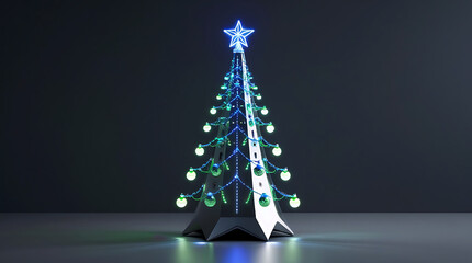 Illuminated christmas tree with star topper