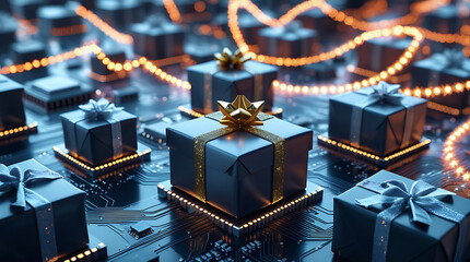 Elegant gift boxes with golden accents