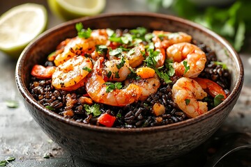 Rice with red and green veggies high resolution picture