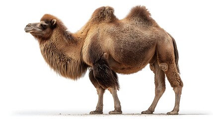 Wild Bactrian camel isolated on the white background 