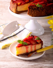 cheesecake with plum topping
