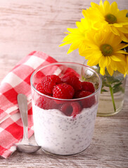 Chia seed pudding with raspberry