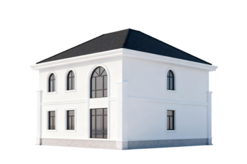 Two - Story White House with Black Roof