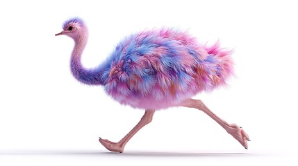 Fototapeta premium 3D illustration of a cute ostrich isolated on the white background 