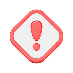 alert 3d rendering icon red button