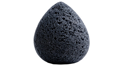 Charcoal konjac facial sponge in teardrop shape with porous texture for cleansing and exfoliating skin