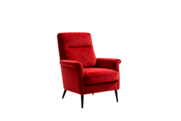 Red Upholstered Lounge Chair with Black Legs