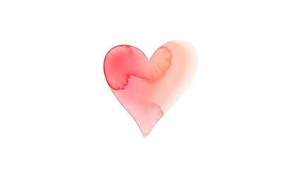 A delicate watercolor heart illustration softly shaded in shades of red and pink