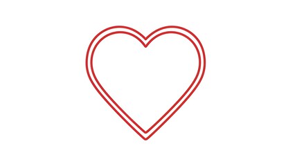 Simple red outline of a heart shape on a plain white background