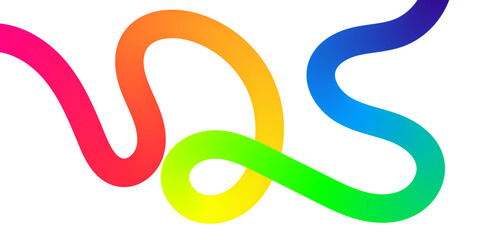 A vibrant abstract wavy line with a smooth rainbow gradient against a clean white background