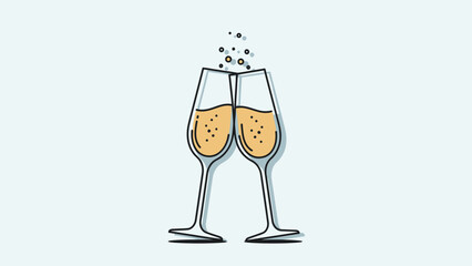 Cheers to Celebration: Two elegant champagne flutes clink together, overflowing with bubbly, a toast to joyful moments, celebrations, and life's simple pleasures.