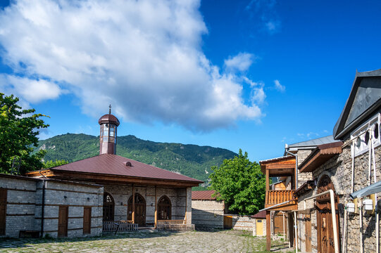 Mosque and Village Plaza in Lahij Azerbaijan