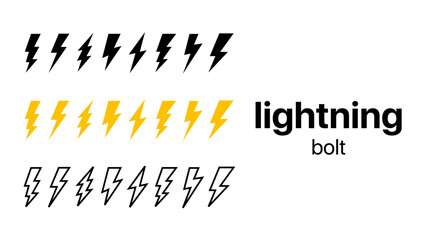 Set lightning bolt. Thunderbolt flat style - stock vector